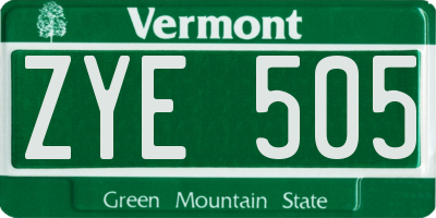 VT license plate ZYE505