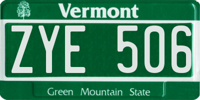 VT license plate ZYE506