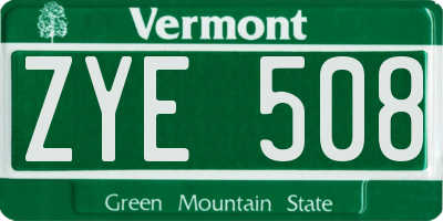 VT license plate ZYE508