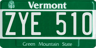 VT license plate ZYE510