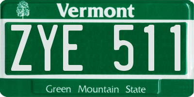 VT license plate ZYE511