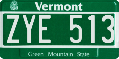 VT license plate ZYE513
