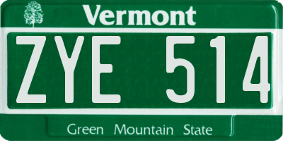 VT license plate ZYE514
