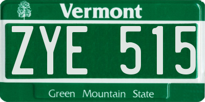 VT license plate ZYE515