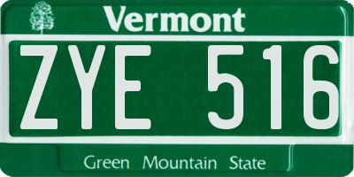 VT license plate ZYE516