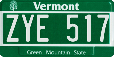 VT license plate ZYE517