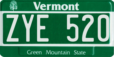 VT license plate ZYE520