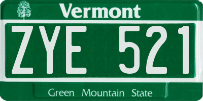 VT license plate ZYE521
