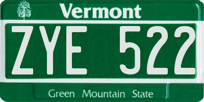 VT license plate ZYE522