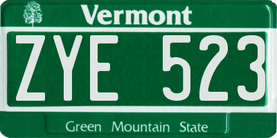 VT license plate ZYE523