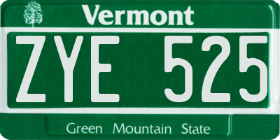 VT license plate ZYE525