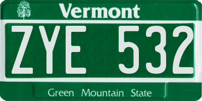 VT license plate ZYE532