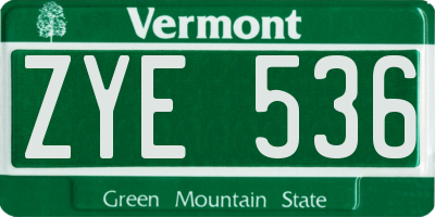 VT license plate ZYE536