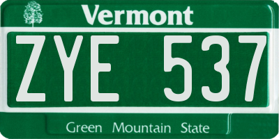 VT license plate ZYE537