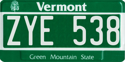 VT license plate ZYE538
