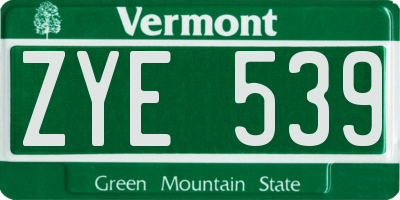 VT license plate ZYE539