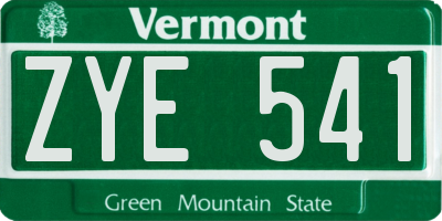VT license plate ZYE541
