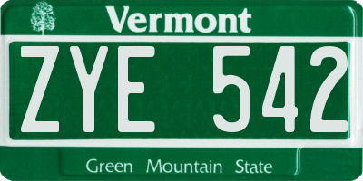 VT license plate ZYE542