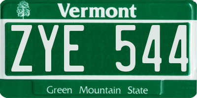 VT license plate ZYE544