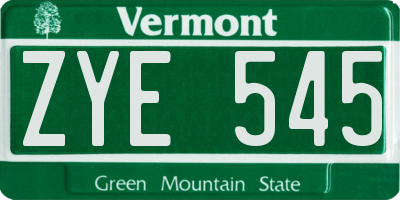 VT license plate ZYE545