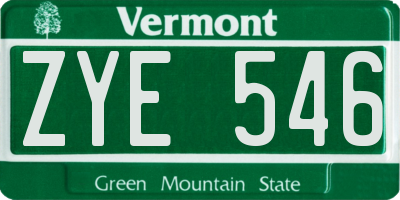 VT license plate ZYE546