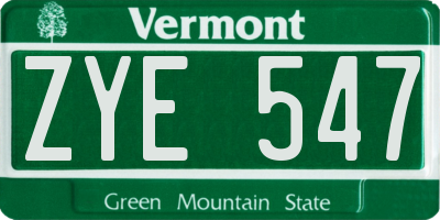 VT license plate ZYE547