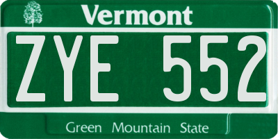 VT license plate ZYE552