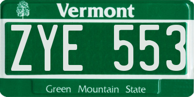 VT license plate ZYE553