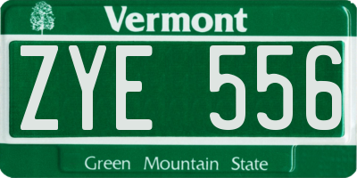 VT license plate ZYE556