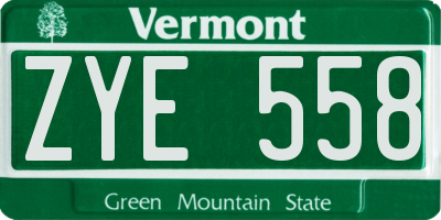 VT license plate ZYE558