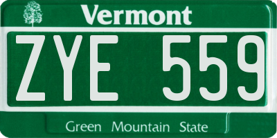 VT license plate ZYE559