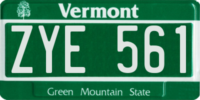 VT license plate ZYE561