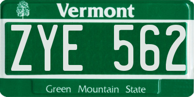 VT license plate ZYE562