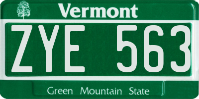 VT license plate ZYE563