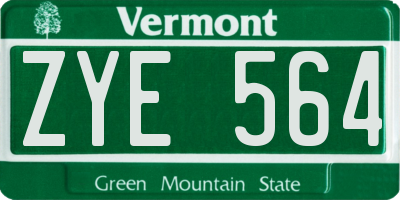 VT license plate ZYE564
