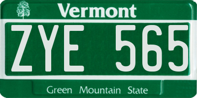 VT license plate ZYE565
