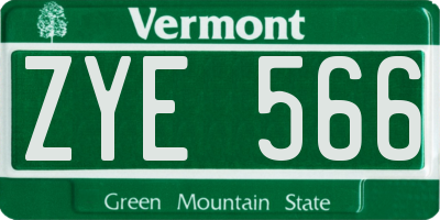 VT license plate ZYE566