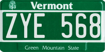 VT license plate ZYE568