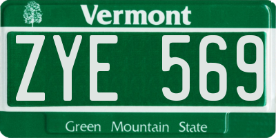 VT license plate ZYE569