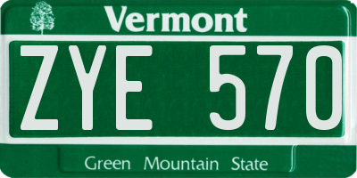 VT license plate ZYE570
