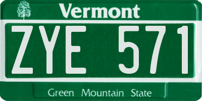 VT license plate ZYE571