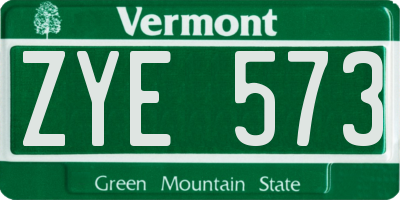 VT license plate ZYE573