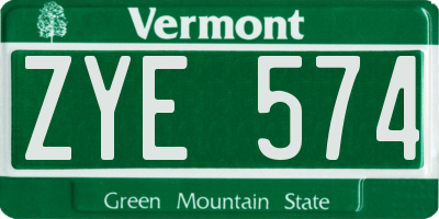 VT license plate ZYE574