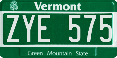 VT license plate ZYE575