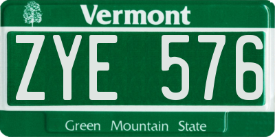 VT license plate ZYE576