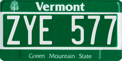 VT license plate ZYE577
