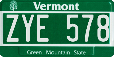 VT license plate ZYE578