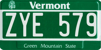 VT license plate ZYE579