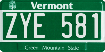 VT license plate ZYE581