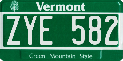 VT license plate ZYE582